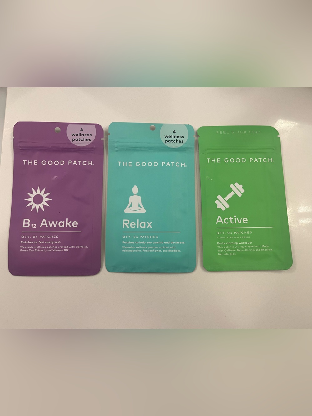 The good patch bundle - B12 awake, relax and active, 4 ct in each pack - NWT